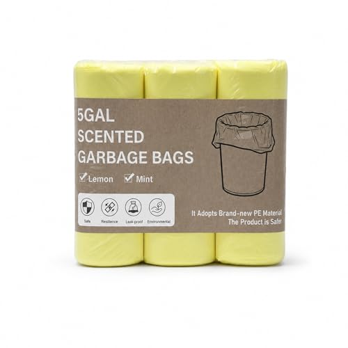 5 Gallon Scented Trash Bags - 60 Count Fresh Lemon, Durable Design