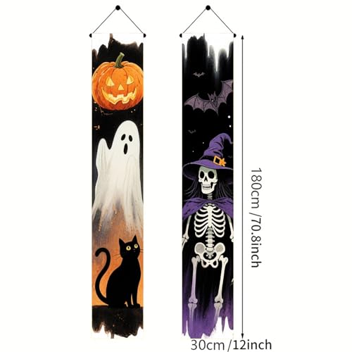 BlissYard Halloween Door Banner 12x71 Inch Porch Hanging Decoration