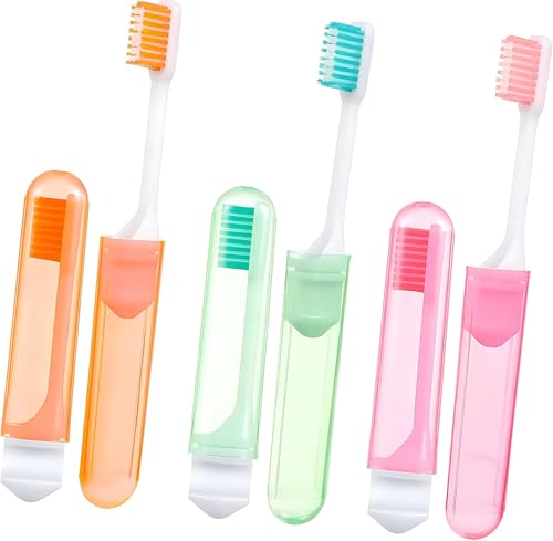 YOFAN 3-Pack Foldable Travel Toothbrush Set with Ventilated Case