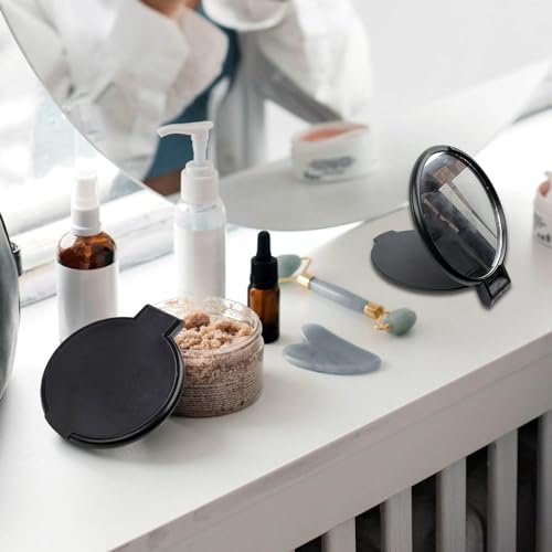 Tenalleys Mini Round Folding Pocket Mirror 4-Pack Black
