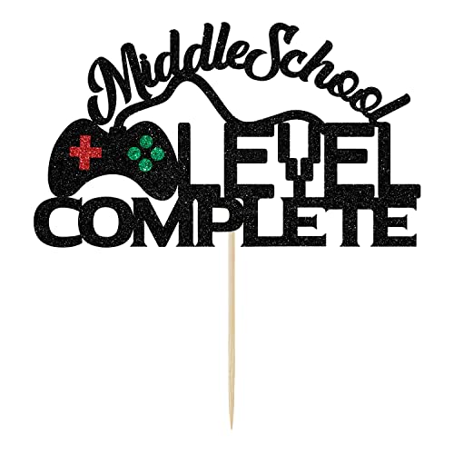 Black Glitter Middle School Graduation Cake Topper - Class of 2026