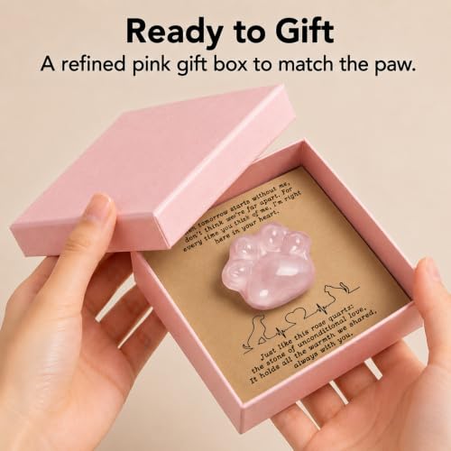 Nuyviare Pet Loss Sympathy Gift, Rose Quartz Heart Crystal Keepsake