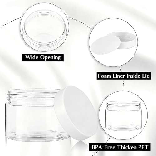 TUZAZO 4 Pack 1 Oz Small Plastic Jars with Lids Clear Cosmetic Containers