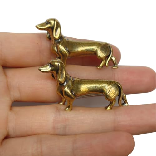 Mokuanza Solid Brass Dachshund Figurine - Vintage Desk Dog Ornament