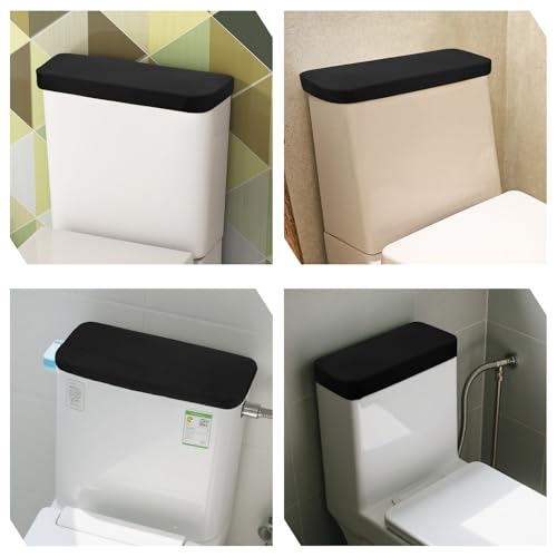 Black 2-Pack Toilet Tank Cover with Elastic Bottom - Bathroom Decor Accessory