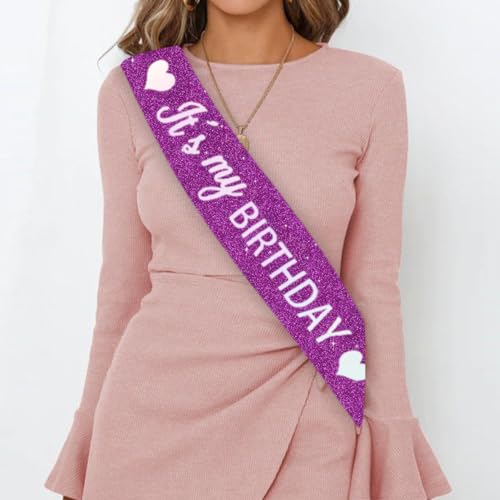 Glitter Birthday Sash with Foil Letters for Women & Girls