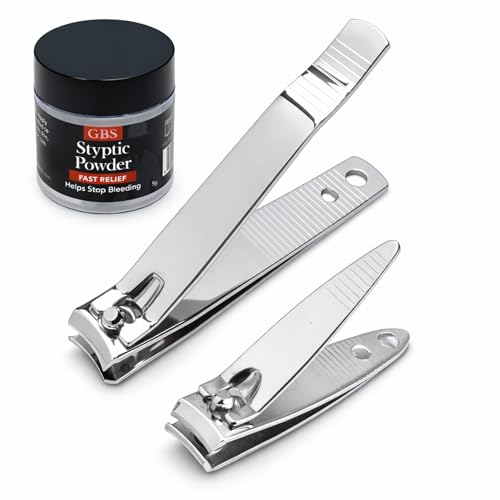 G.B.S Stainless Steel Nail Clipper Set with Styptic Powder for Bleeding