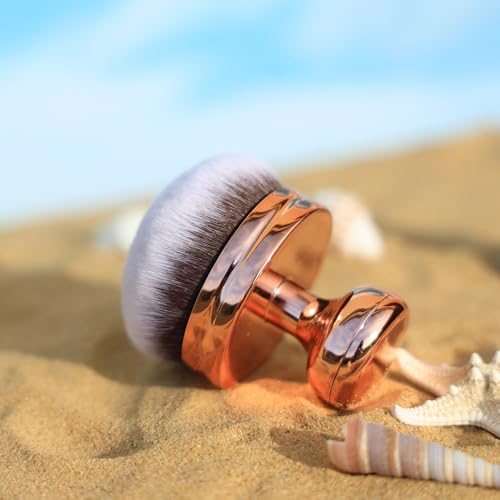 DRIPOO Round Kabuki Foundation and Self Tanner Brush - Rose Gold