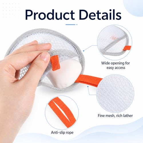 ZEYIYER 4Pcs Double Layer Soap Saver Bags Exfoliating Mesh Pouches