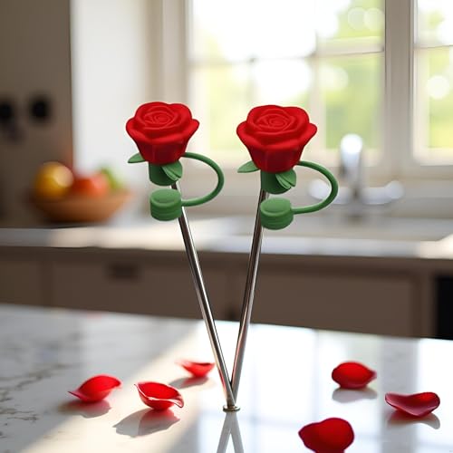 Silicone Rose Flower Straw Covers for Stanley Cup 4-Pack