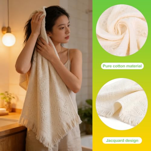 CeroDimo Boho Hand Towels Set - 2 Soft Cotton Towels (14x30 Inch)