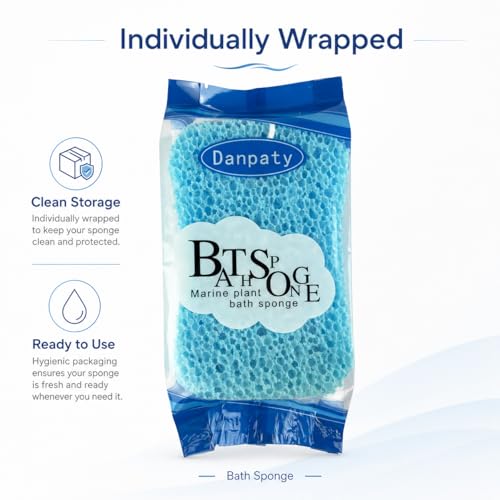 Danpaty Soft Exfoliating Bath Sponge with Hanging Rope - Blue