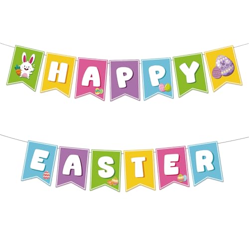 Happy Easter Banner for Party Decorations - Bunny & Egg Design