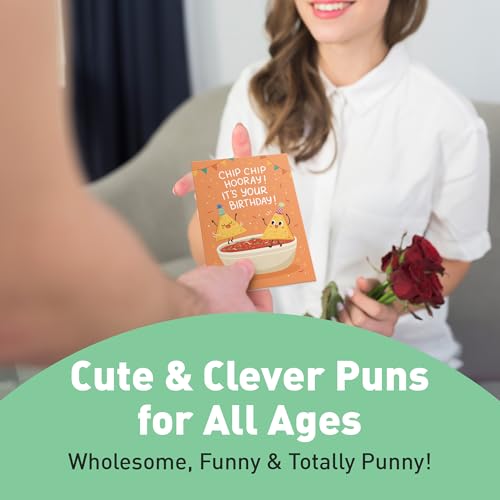 Funny Birthday Cards Bulk Set with Envelopes – 24 Punny Greeting Cards for Kids & Adults