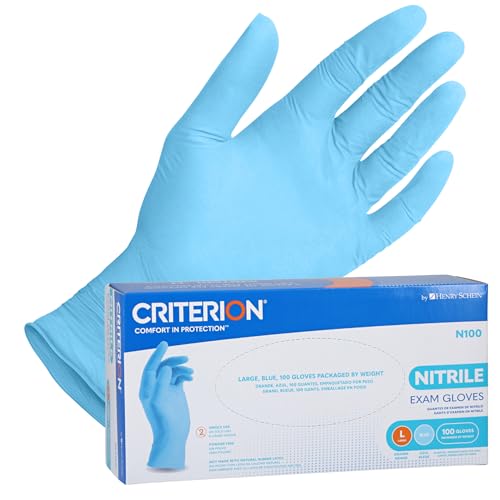 Henry Schein Criterion Powder-Free Nitrile Exam Gloves, X-Small, Blue, 100 Count