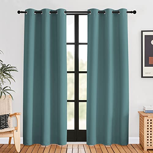 NICETOWN Greyish Blue Blackout Curtains, 42"x80" (Pack of 2) - Noise Reducing, Thermal Insulated
