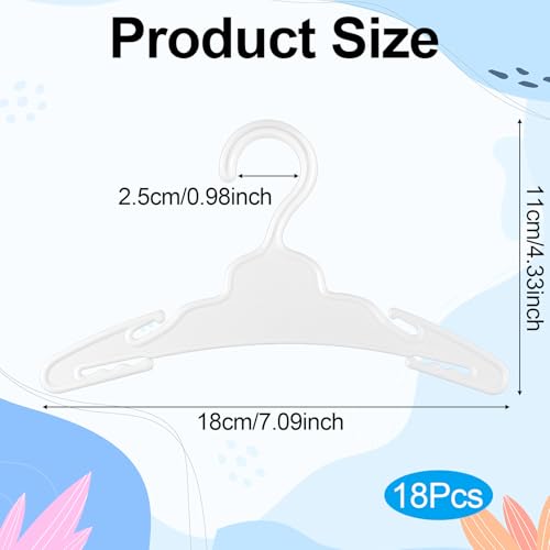 18 Pack Doll Clothes Hangers for 18 Inch Dolls - Non-Slip White Plastic