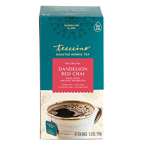 Teeccino Dandelion Red Chai Tea - Caffeine-Free Herbal Blend