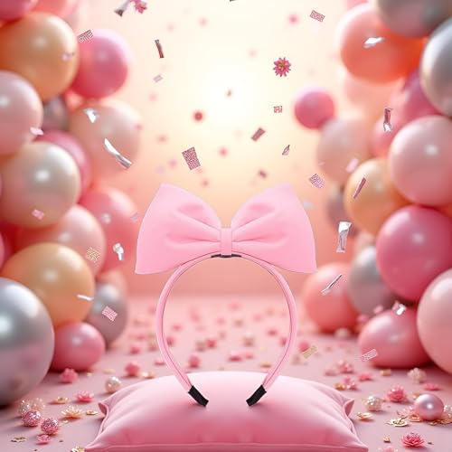 Pink Halloween Bow Headband Bowknot Hair Hoop for Party Decorations