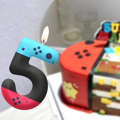 Video Game Birthday Candles Set - Red & Blue 8th Birthday Cake Topper
