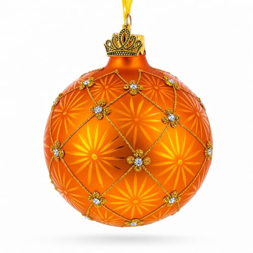 1897 Coronation Gold Glass Christmas Ornament - Hand-Painted Ukrainian Craft