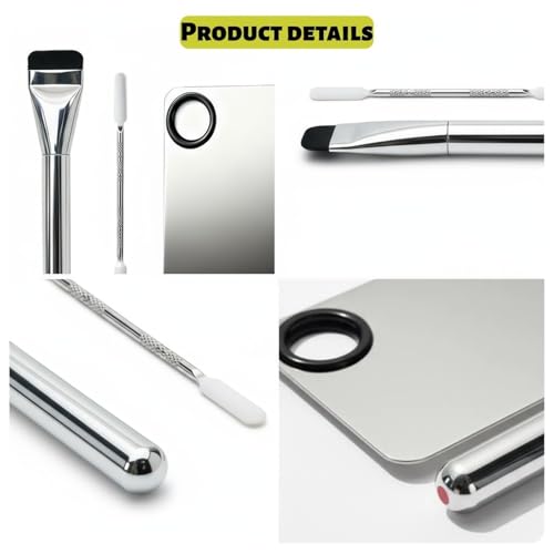 TIKIYOUN Stainless Steel Makeup Palette and Spatula Set for Foundation Mixing