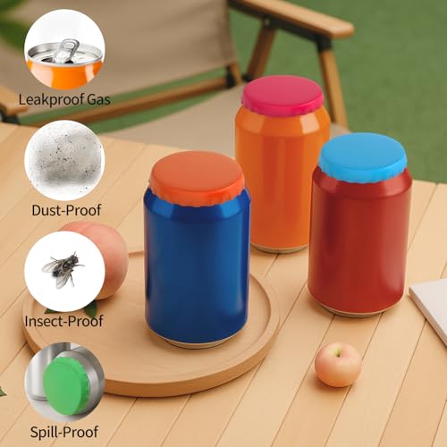 6-Pack Reusable Silicone Soda Can Lids - BPA-Free, Dustproof Can Covers