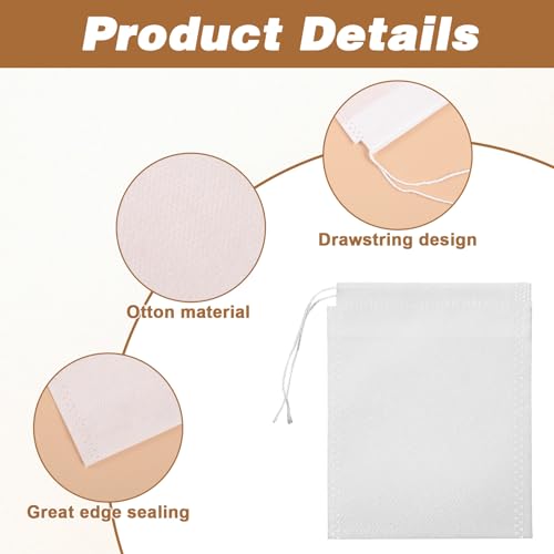 100 Disposable Tea Bags for Loose Leaf Tea - 3.15x3.94 Inches