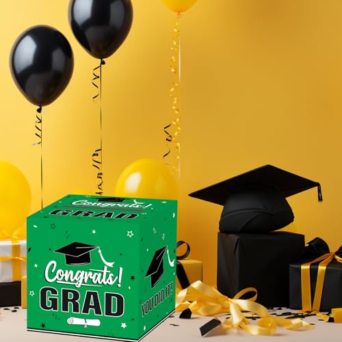 Green Graduation Card Box 2026 - Foldable Party Decor