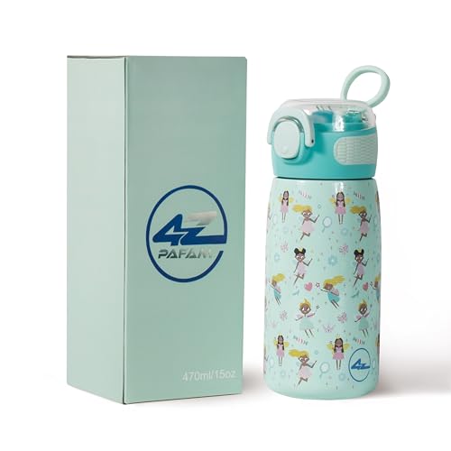 Kids Stainless Steel Water Bottle with Straw Lid - 15oz Insulated Thermos