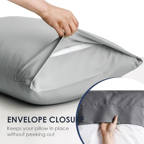 FreshCulture Light Grey Pillowcases Queen Size 30x20 Inches - 2 Pack