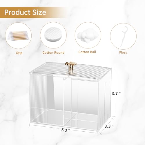 Oasiteege Clear Plastic 3 Slots Q Tip Holder with Lid & Non-slip Base