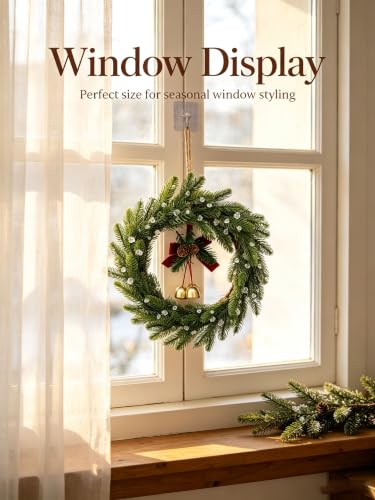 10 Inch Artificial Norfolk Pine Wreath for Front Door & Holiday Decor
