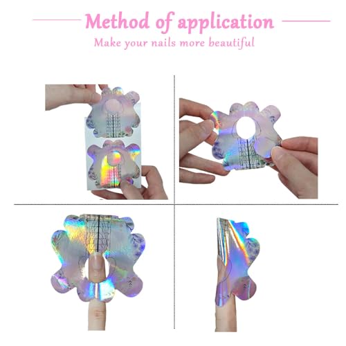 100PCS Laser Pink Acrylic Nail Extension Forms Self-Adhesive Poly Gel Guide Stickers