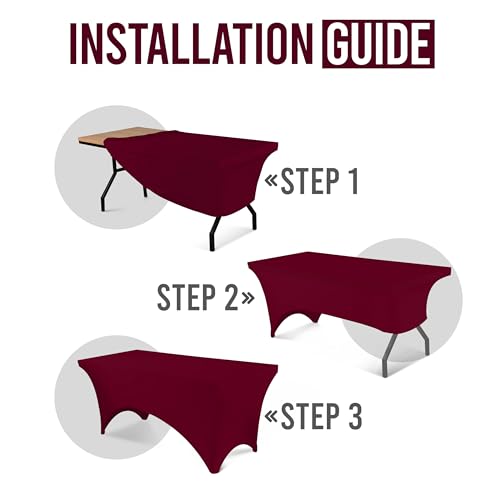 Utopia Kitchen 6ft Fitted Spandex Tablecloth, Burgundy Stretch Cover