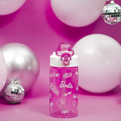 Zak Designs Barbie Kids 16oz Leak-Proof Water Bottle - BPA-Free, Dishwasher Safe