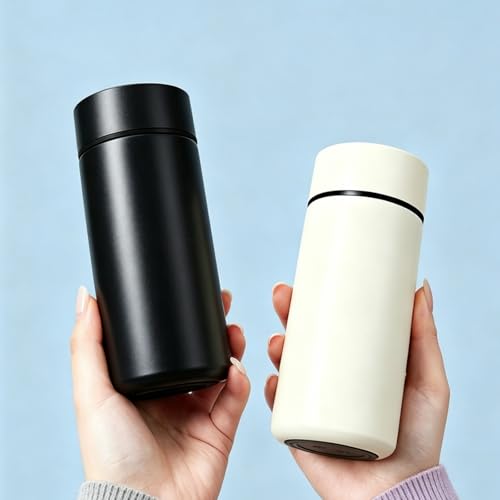 OZXUJCV 11oz Small Insulated Coffee Tumbler - Leakproof Stainless Steel Flask, Beige