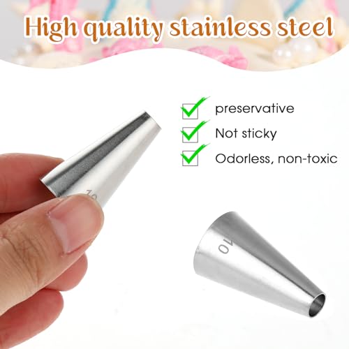 Dimeho 7-Piece Round Hole Piping Tips Set - Stainless Steel Frosting Nozzles