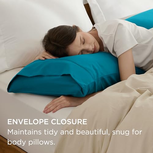 Bedsure Teal Brushed Microfiber Body Pillow Case Cover, 20x54 Inches
