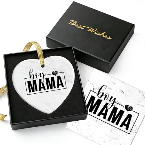 Boy Mama Ceramic Ornament Gift Set for New Moms - Marble Design