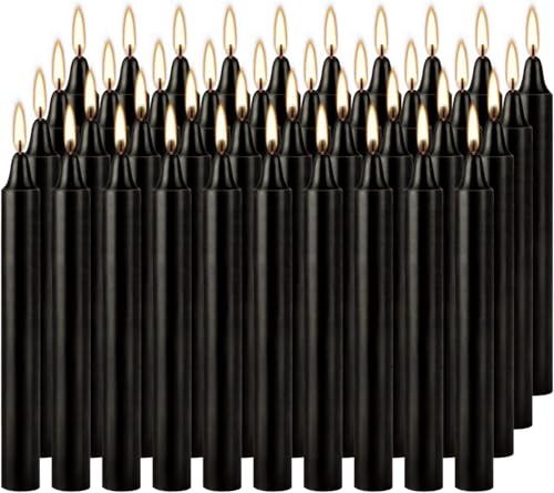 YOROXRG 4-Inch Black Chime Candles – Set of 40 Unscented Taper Candles