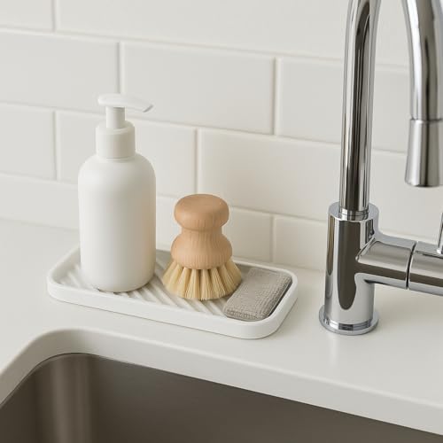 Flexible White Sponge Holder for Kitchen Sink - Multi-Purpose Organizer