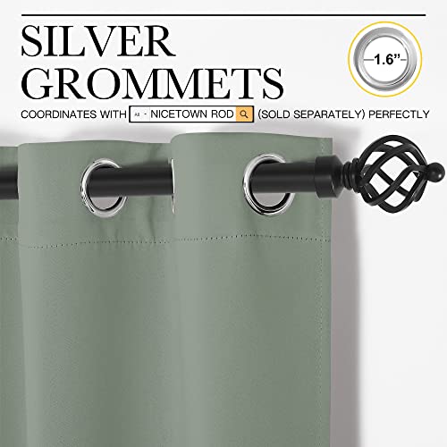 NICETOWN Sage Green Blackout Curtains - 42"W x 63"L, 2-Panel Set