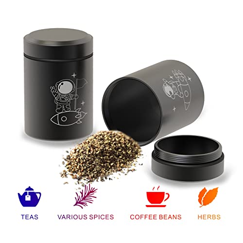 2 Pack Portable Storage Jars - Airtight Smell Proof Containers (Black & Black)