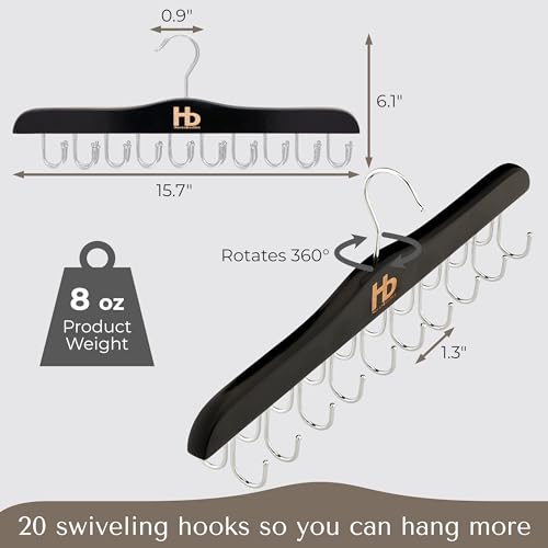 Haven Besties Large Bra Organizer Hanger, Black Lotus Wood with 20 Hooks