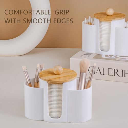 3-in-1 Q-Tip Holder for Bathroom – Black Vanity Organizer with Dustproof Lid
