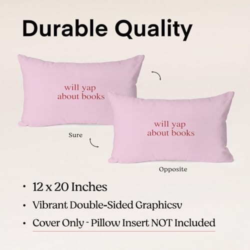 Book Lovers Pink Throw Pillow Cover 12x20 Inch - Minimalist Decor