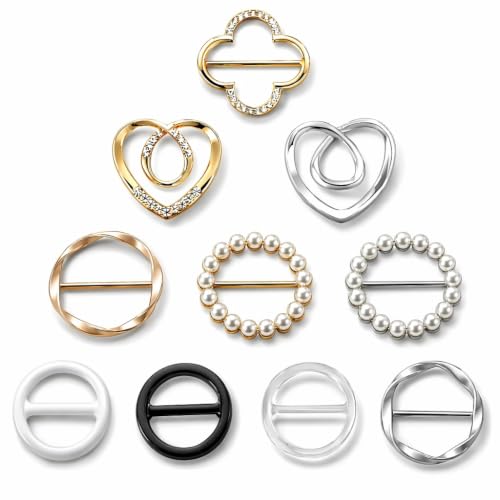 10 Pcs Scarf Rings and Shirt Clips for Women - Fashion Cinch Clips
