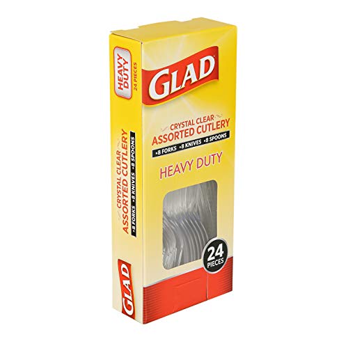 Glad Heavy Duty Clear Plastic Cutlery Set - 72 Piece (3 Packs of 24)