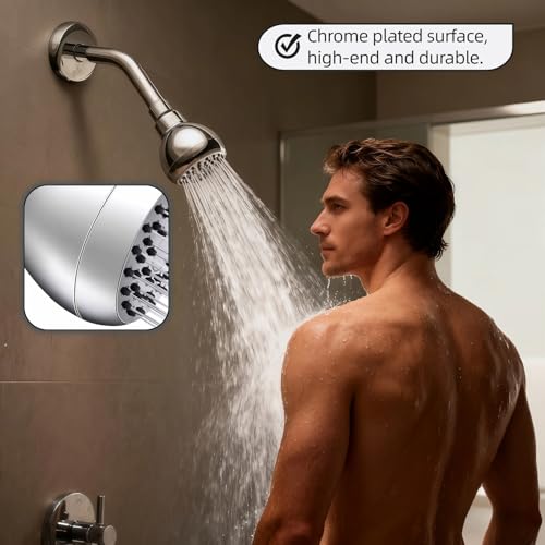 High Pressure Shower Head with 360° Rotating Chrome Finish